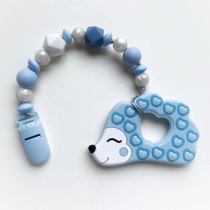Modern Baby Teether Clip - hedgehog Toy - New